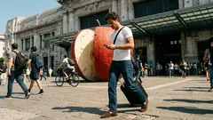 Alla Stazione Centrale di Milano c’è una mela gigante: la storia dietro l’opera (e la risposta ironica diventata virale)